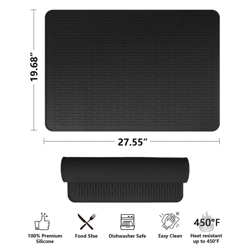YUHFERA Stove Top Cover for Electric Stove - Silicone Stove Mat for Glass Top, Glass Cooktop Protector For Kitchen,Multi-functional Oven Covers for Electric Stove (Black,28 x 20) - Image 2