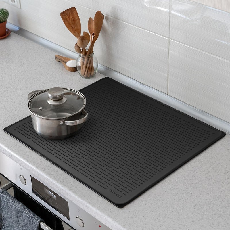 YUHFERA Stove Top Cover for Electric Stove - Silicone Stove Mat for Glass Top, Glass Cooktop Protector For Kitchen,Multi-functional Oven Covers for Electric Stove (Black,28 x 20) - Image 3