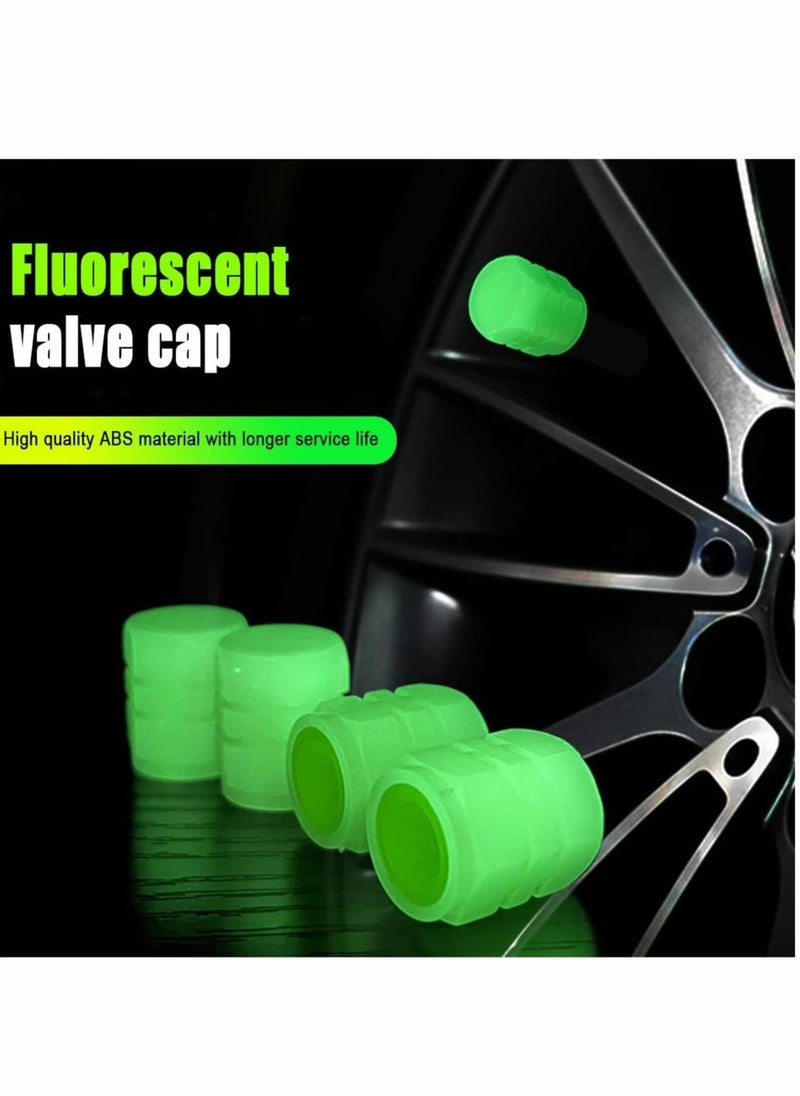 Captaintech Car Tire Valve Cap, 4PCS Green Fluorescence, Bike Motorcycle Noctilucous Illuminated Valve Cap, Universal Wheel Valve Caps for Car Truck Motorcycles Bike Tires, Need Sunlight to Absorb Energy  - Image 4