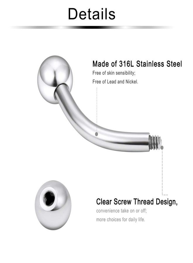 Ftovosyo 36Pcs 14G Stainless Steel Eyebrow Ring Nipplering Belly Tragus Cartilage Helix Barbell Earrings Body Piercing Jewelry 10mm for Women Men with Ball Spike - Image 3