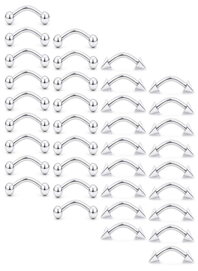 Ftovosyo 36Pcs 14G Stainless Steel Eyebrow Ring Nipplering Belly Tragus Cartilage Helix Barbell Earrings Body Piercing Jewelry 10mm for Women Men with Ball Spike - Image 2