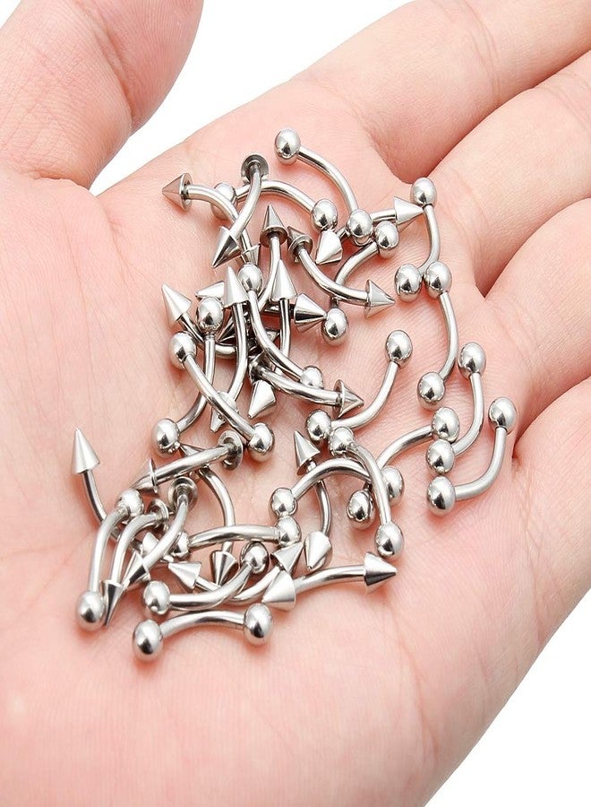Ftovosyo 36Pcs 14G Stainless Steel Eyebrow Ring Nipplering Belly Tragus Cartilage Helix Barbell Earrings Body Piercing Jewelry 10mm for Women Men with Ball Spike - Image 4