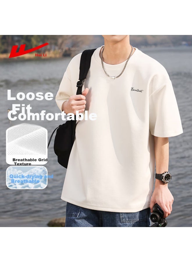 Pull Back Warrior Short Sleeve Men's Summer Round Neck T-shirt Men's Breathable Base Shirt Men's Corn Casual Top Men's White XL - Image 1