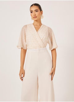 Styli Textured Dobby V-Neck Jumpsuit  - Image 3