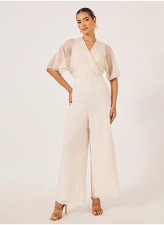 Styli Textured Dobby V-Neck Jumpsuit  - Image 1