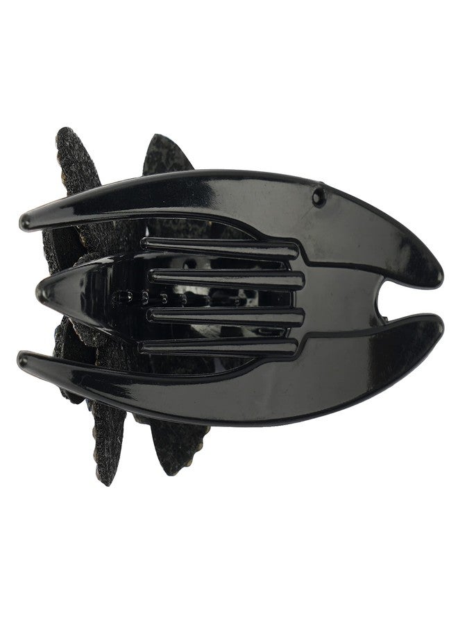 ZEMANIA مشبك شعر زيمانيا مزدوج مرصع بأحجار الراين على شكل زهرة للنساء والفتيات | مشبك شعر خلفي فاخر مرصع بالكريستال | مشبك أنيق للشعر الطويل والكثيف (10 سم × 7.5 سم) - Image 5