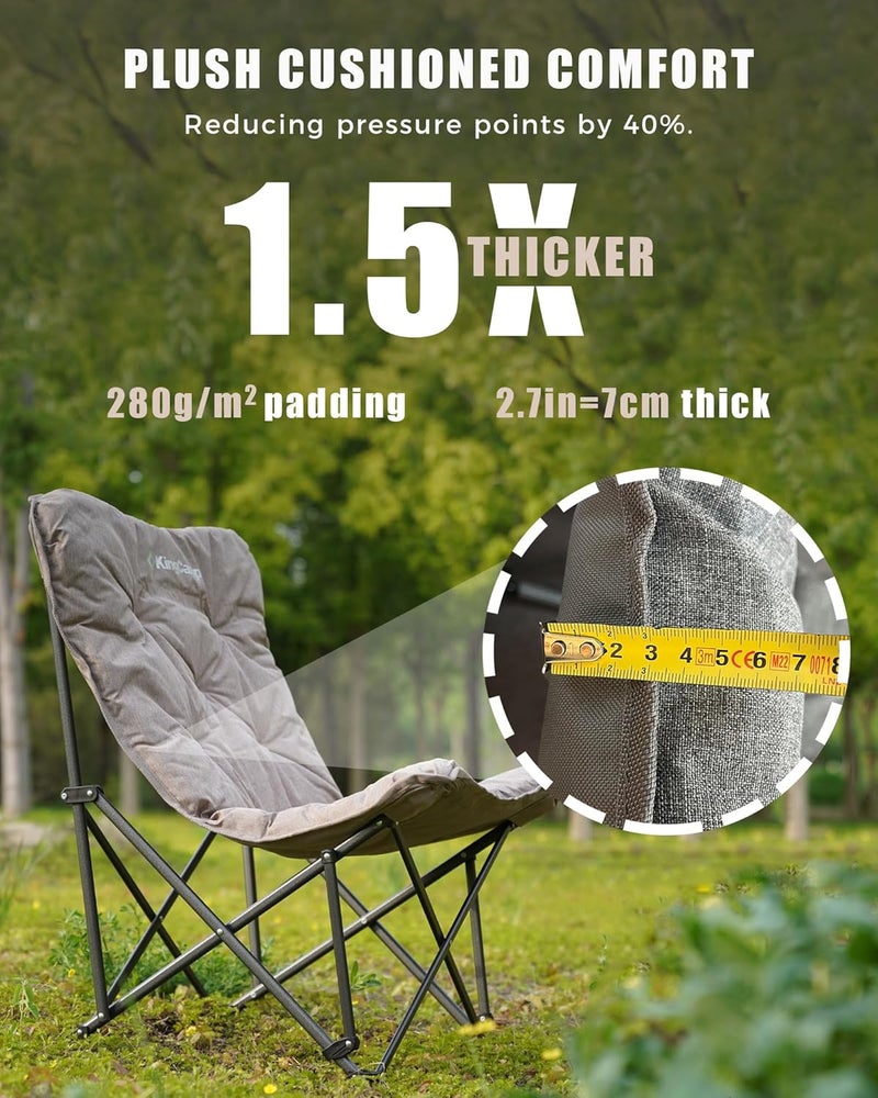 KingCamp Butterfly Chair Oversized XL Camping Chairs for Adults Padded Folding Comfy Camp Chairs 300lbs Heavy Duty with High Back for Bedroom Living Room Dorm Rooms Outdoor Patio Lawn - Image 3