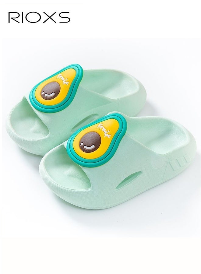 Kids Slippers, Cute Cartoon Slide Slipper for Toddler Boys Girls, Comfy Soft Sole Slip-on Slippers, Quick Dry Bath Slides, Non-slip Shower Slippers, Kids Unisex Slippers for Bathroom Summer Pool, Indoor Outdoor Beach Open-toes Shoes, Green Slippers - Image 5