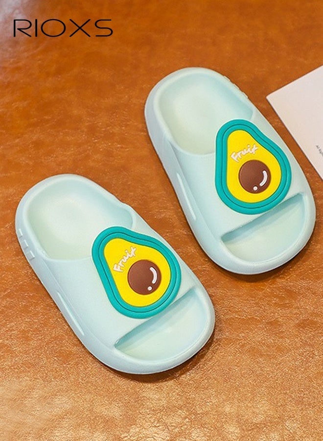 Kids Slippers, Cute Cartoon Slide Slipper for Toddler Boys Girls, Comfy Soft Sole Slip-on Slippers, Quick Dry Bath Slides, Non-slip Shower Slippers, Kids Unisex Slippers for Bathroom Summer Pool, Indoor Outdoor Beach Open-toes Shoes, Green Slippers - Image 3