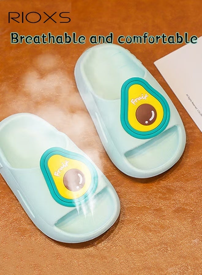 Kids Slippers, Cute Cartoon Slide Slipper for Toddler Boys Girls, Comfy Soft Sole Slip-on Slippers, Quick Dry Bath Slides, Non-slip Shower Slippers, Kids Unisex Slippers for Bathroom Summer Pool, Indoor Outdoor Beach Open-toes Shoes, Green Slippers - Image 4