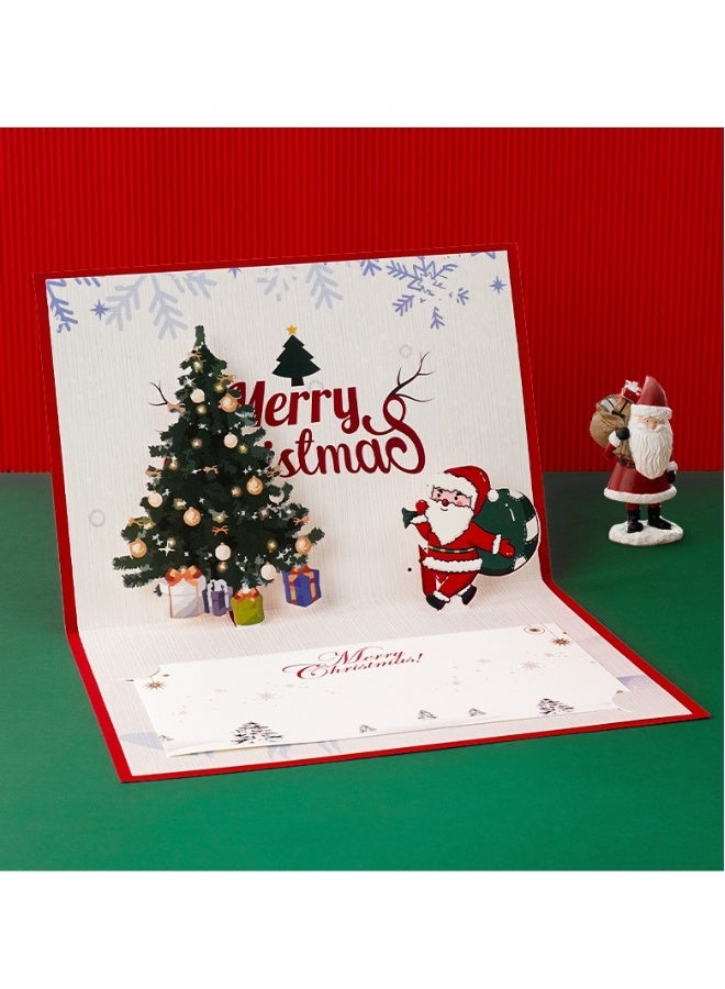 بيوينتي كارت عيد الميلاد ثلاثي الأبعاد الإبداعي هدية عيد الميلاد ليلة العيد بطاقة العطلة بركة مغلف أحمر عيد الميلاد