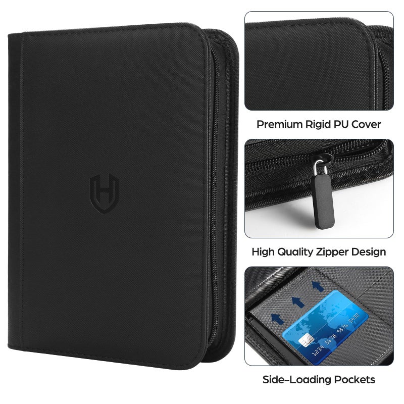 Pemocyny Card Binder 4 Pocket with Zipper, 288 Pockets Trading Card Holder Book, Premium PU Cover Zip Folder Binder, Side Loading Carrying Case Binder Album for TCG, MTG, Sports Cards, Game Cards - Image 2