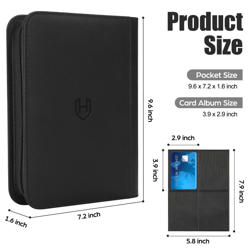 Pemocyny Card Binder 4 Pocket with Zipper, 288 Pockets Trading Card Holder Book, Premium PU Cover Zip Folder Binder, Side Loading Carrying Case Binder Album for TCG, MTG, Sports Cards, Game Cards - Image 3