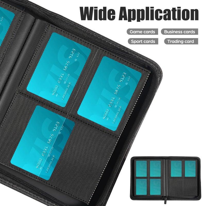 Pemocyny Card Binder 4 Pocket with Zipper, 288 Pockets Trading Card Holder Book, Premium PU Cover Zip Folder Binder, Side Loading Carrying Case Binder Album for TCG, MTG, Sports Cards, Game Cards - Image 5