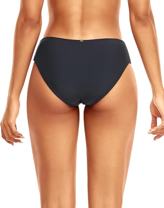 Zmart Women Strappy Bikini Bottoms Full Coverage Bathing Suit Swim Low Rise Cutout Swimsuit Bottom Black M - Image 2