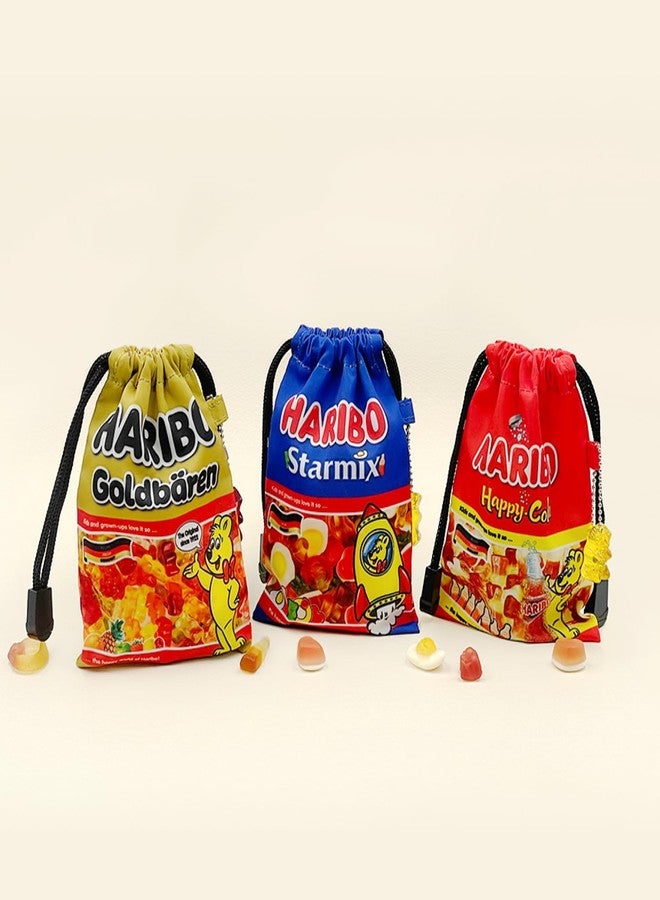 DCHK Haribo Goldbear Mini Drawstring Pouch, Polyester Small Storage Bag with String Closure, Cute Portable Pouch for Daily Essentials - Image 2