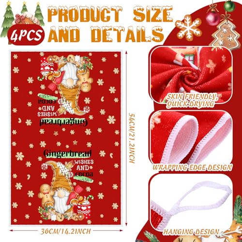 SiliFine 12 Pcs Oven Mitts and Kitchen Towel Sets 4 Dish Towels 4 Potholders 4 Vintage Resistant Glove for Cooking Baking Home GiftingGingerbread Man - Image 3