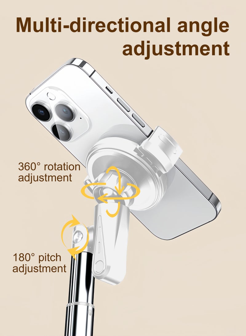 Mobile phone holder for office and home, Adjustable height 24-38.5 cm, Adjustable angle support arm, 360 degree adjustable viewing angle, The clamping type is more suitable for taking photos, recording videos and live broadcasting, White - Image 5