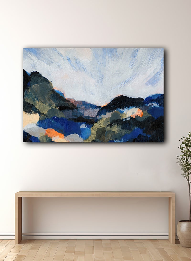 لوحة كانفاس على إطار خشبي بتصميم جبال زرقاء - Image 3