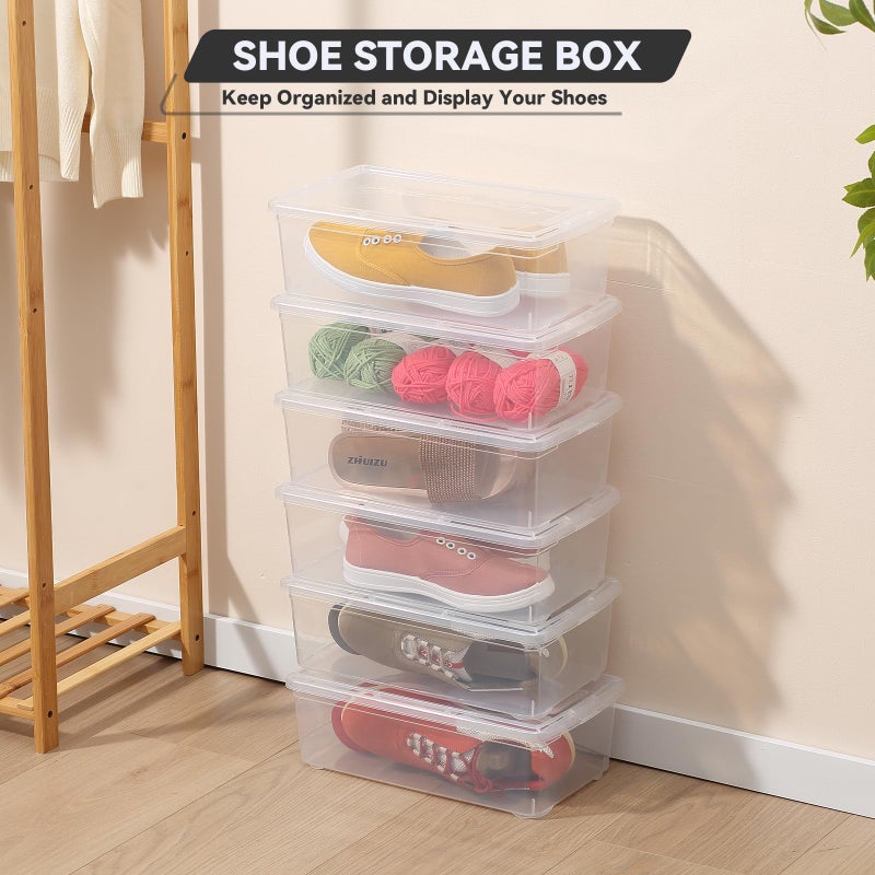 novelinks 6 Quart Clear Plastic Storage Bins with Transparent Lids Stackable Box Craft Storage Organizing Container Sensory Bin,8 Pack - Image 2