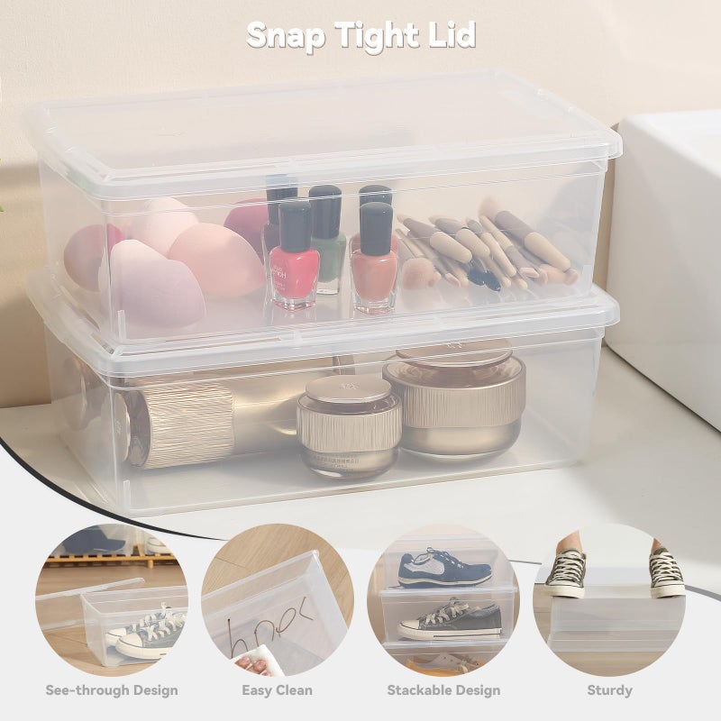 novelinks 6 Quart Clear Plastic Storage Bins with Transparent Lids Stackable Box Craft Storage Organizing Container Sensory Bin,8 Pack - Image 5