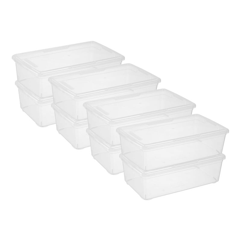 novelinks 6 Quart Clear Plastic Storage Bins with Transparent Lids Stackable Box Craft Storage Organizing Container Sensory Bin,8 Pack - Image 1