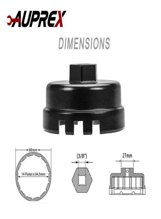 AUPREX Oil Filter Wrench Tool for Toyota Corolla, Prius, Prius Prime, Prius V, Matrix, CT200h, Scion iM/iQ/xD with 1.8 Liter Engines, 64mm 14 Flute Cup Style Oil Filter Removal Tool -6 Slots - Image 2