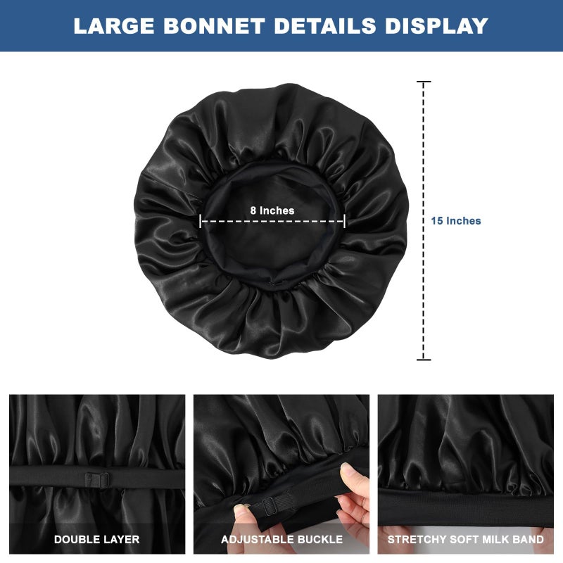 Selalu 3Pcs Satin Bonnets For Men  Hair Bonnet For Sleeping Soft Elastic Band Silk Sleep Bonnet For Curly Hair Braids(Color 03) - Image 3