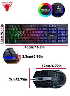 جي ديل طقم قيمنق JEDEL - كيبورد وماوس بإضاءة RGB مع سجادة ماوس  - Image 2