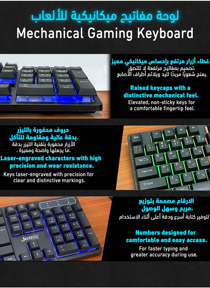 JeDEL JEDEL Gaming Set – RGB Keyboard & Mouse with Mouse Pad  - Image 2