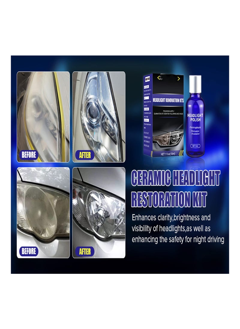 KASTWAVE - Car Headlight Repair Agent, Wipe New Headlight Restore Taillight Repair Kit-Set, Car Headlight Cleaner and Restorer Kit, Headlamp Cleaner Restorer, and Polish Cloudy Lights Taillights - Image 1