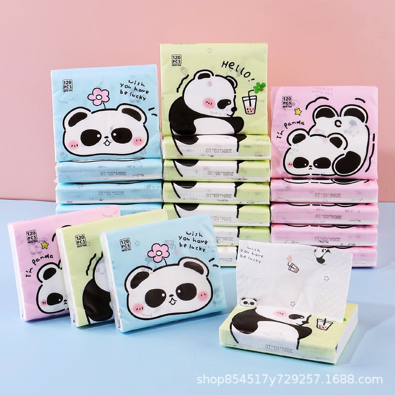 30 Pack Portable Printed Paper Towels Raw Wood Pulp Wet Water Drawable Paper Students Children Flexible Cartoon Artistic Facial Tissue - Image 1