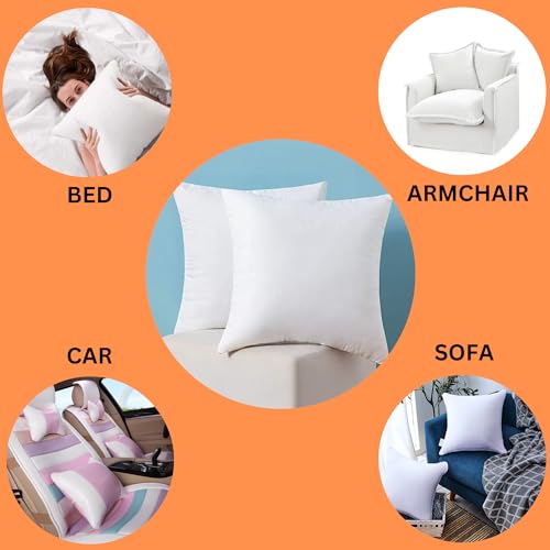 AJISH Set of 2, 16 x 16 Inch Micorfiber Filled Cushion Filler - Soft & Fluffy - Hotel Quality Premium Cushions - Decorative Cushion for Sofa, Bed, Throw Pillow Insert, Office - Home Decor (White) - Image 5