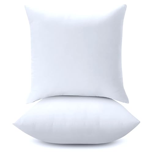 AJISH Set of 2, 16 x 16 Inch Micorfiber Filled Cushion Filler - Soft & Fluffy - Hotel Quality Premium Cushions - Decorative Cushion for Sofa, Bed, Throw Pillow Insert, Office - Home Decor (White) - Image 1