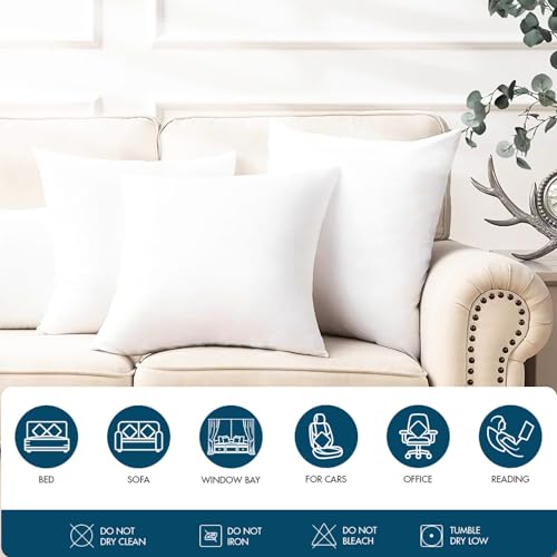 AJISH Set of 2, 16 x 16 Inch Micorfiber Filled Cushion Filler - Soft & Fluffy - Hotel Quality Premium Cushions - Decorative Cushion for Sofa, Bed, Throw Pillow Insert, Office - Home Decor (White) - Image 4