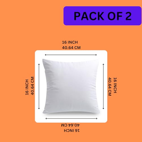 AJISH Set of 2, 16 x 16 Inch Micorfiber Filled Cushion Filler - Soft & Fluffy - Hotel Quality Premium Cushions - Decorative Cushion for Sofa, Bed, Throw Pillow Insert, Office - Home Decor (White) - Image 3