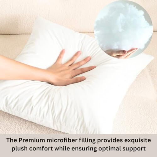 AJISH Set of 2, 16 x 16 Inch Micorfiber Filled Cushion Filler - Soft & Fluffy - Hotel Quality Premium Cushions - Decorative Cushion for Sofa, Bed, Throw Pillow Insert, Office - Home Decor (White) - Image 2
