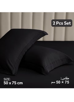 Donetella Microfiber Pillowcases 2-Pcs Soft Pillow Cover (50 x 75 CM) With Envelope Closure (Without Pillow Insert),Black  - Image 2