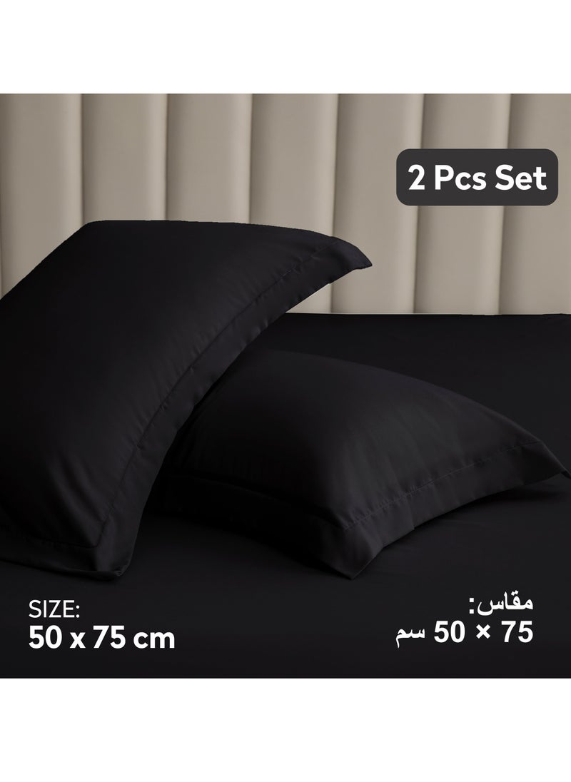 Donetella - Microfiber Pillowcases 2-Pcs Soft Pillow Cover (50 x 75 CM) With Envelope Closure (Without Pillow Insert),Black - Image 1