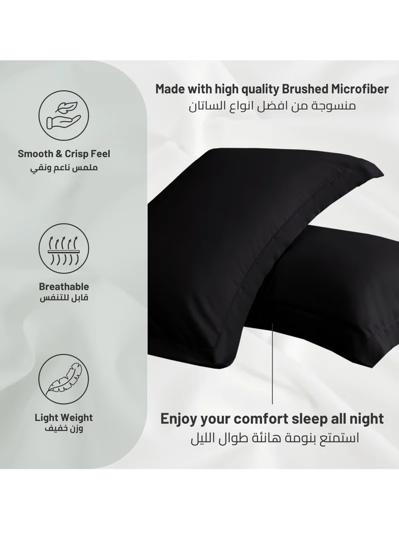 Donetella Microfiber Pillowcases 2-Pcs Soft Pillow Cover (50 x 75 CM) With Envelope Closure (Without Pillow Insert),Black