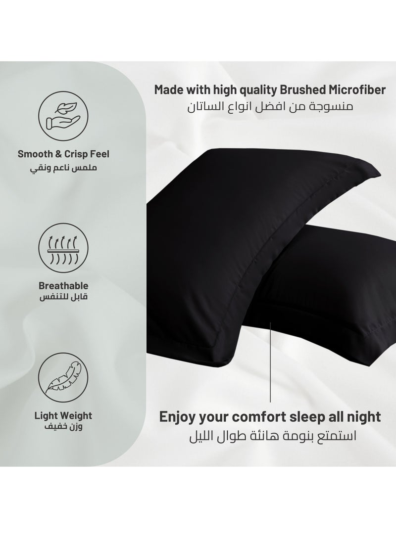 Donetella - Microfiber Pillowcases 2-Pcs Soft Pillow Cover (50 x 75 CM) With Envelope Closure (Without Pillow Insert),Black - Image 1