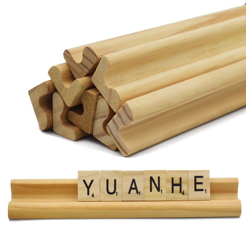 Yuanhe Scrabble Letter Tile Holders Wooden Scrabble Rack Tray Set of 8 for Crafts and Game Stands - Image 3