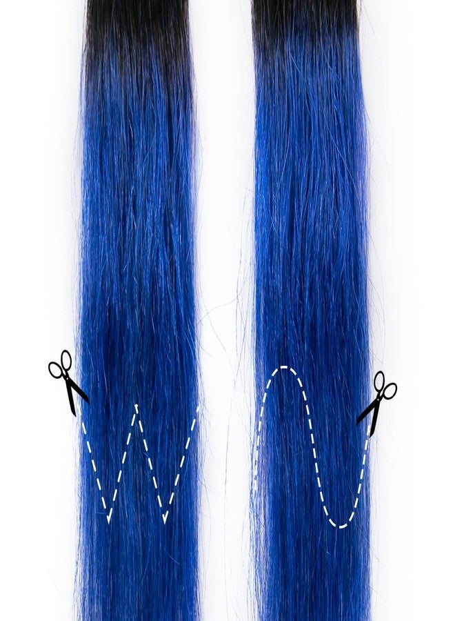 Winsky Blue Ombre Clip in Colored Hair Extensions 100% Real Human Hair - Hairpiece for Women Clip on 5 Pieces/set (18 Inch,1B-Blue) - Image 5