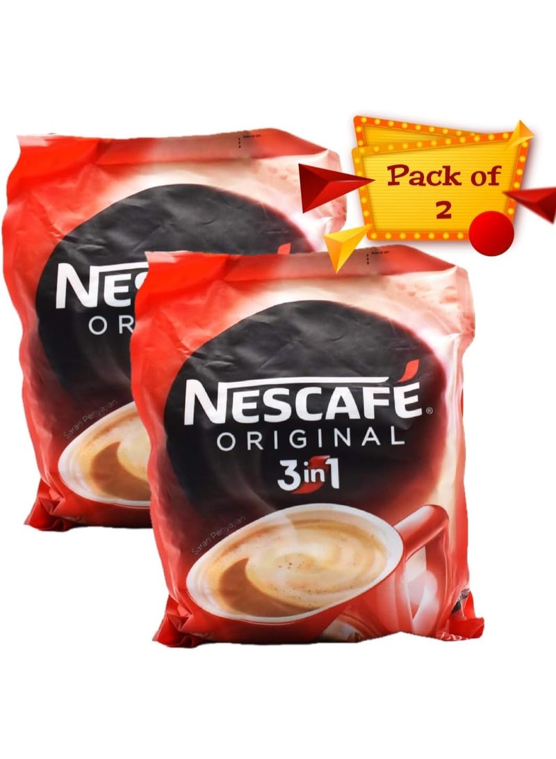Nestle Nestlé Nescafe 3 in 1 Instant Coffee Sachets 17.5g - Original Flavor, 60 Count (2 Packs of 30) - Image 1