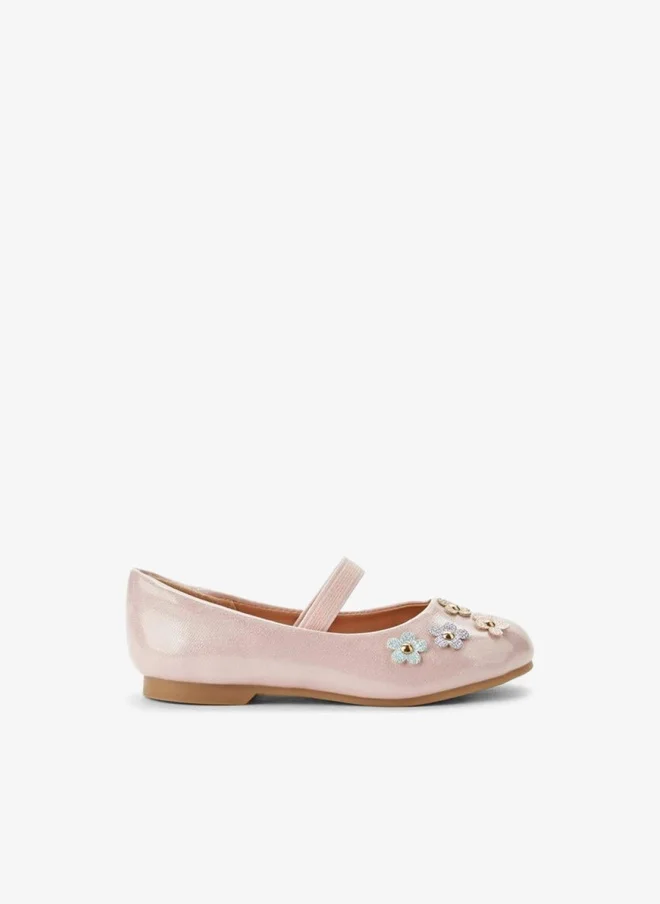 JUNIORS Girls Floral Accent Ballerina Shoes