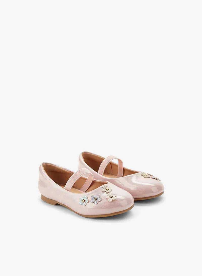 JUNIORS Girls Floral Accent Ballerina Shoes