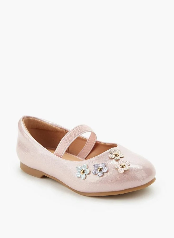 JUNIORS Girls Floral Accent Ballerina Shoes