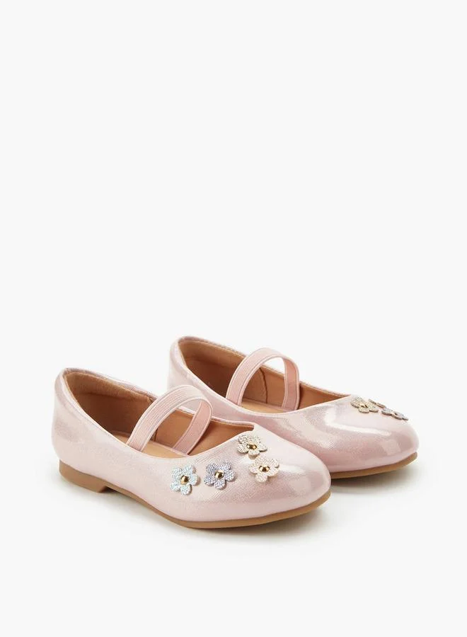 JUNIORS Girls Floral Accent Ballerina Shoes