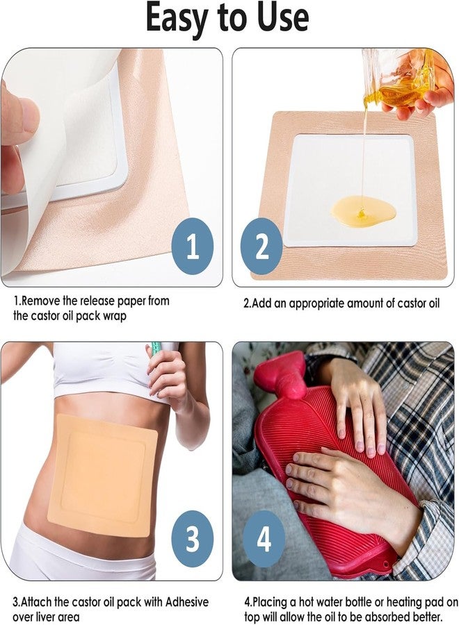 Boxania® 10Pcs Castor Oil Patches, Highly Absorbent Self-Adhesive Disposable Stickers, Organic Cotton, Castor Oil Wrap Pads for Liver,Stomach, Belly Button, Anti Leakage (Oil Not Included) - Image 5