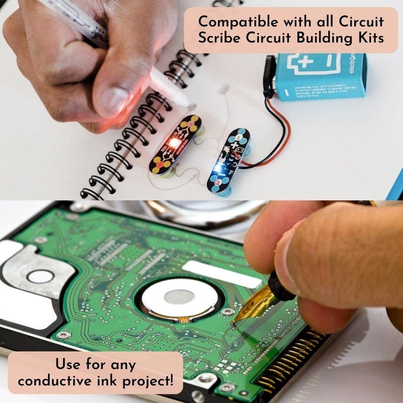 Circuit Scribe Non-Toxic Conductive Ink Pen for Kids Circuit Building Set (10-Pack) | Silver Ink Rollerball Point Pen Kit, Science Experiments, DIY Science Projects (New & Improved Formula) - Image 2